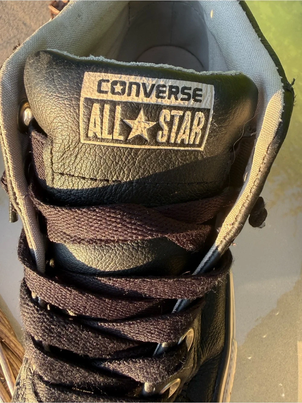 Converse Kids Black Leather All Star Mid-Top Sneakers - Slip In / No Tie - 4.5